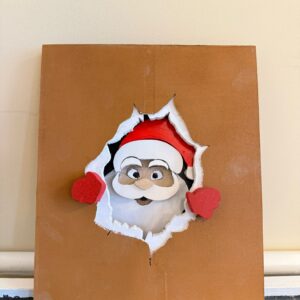 houten schilderij kerstman
